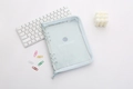 Transparent A5 PVC binder with light blue zipper and 6-ring loose-leaf structure - A6 / Alice Blue (Blueberry Pattern)