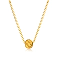 Elegant gold-plated stainless steel cable chain necklace with a faceted lucky bead pendant - Round Bead Pendant (NC-1054G) / Gold