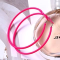 Pink matte rubber finish large hoop earrings for women presented in a stylish setting - 5cm / Rubber Paint Rose Red