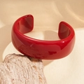 Poliertes knallrotes breites Manschettenarmband aus Acryl mit minimalistischem Design - Verdickter offener Stil / Rot