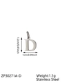 Minimalist stainless steel letter D pendant in silver finish for DIY jewelry - Letter-D / Steel