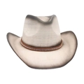 Western cowboy hat in beige ombre with brown rhinestone leather band and mesh texture - One Size / White Black (Middle Rhinestone)