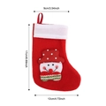 Red Christmas stocking with snowman applique and white plush cuff showing dimensions - Small Brushed Snowman Stocking
