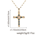 Gold cross necklace with blue and white zircons showing size 4.15cm and weight 5g - Style P (Luxury Cross/Blue Zirconia)