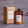 Handmade rose scented candle in amber glass jar with kraft paper gift box packaging - Rose