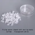 Set of 100 clear silicone earring backs in UFO shape with storage box 6x11mm - UFO Shape Soft Earring Backs ~100pcs With Box