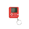 Mini retro Tetris game console keychain in vibrant red with small screen and metal ring - Red