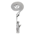 Collier chaîne cubaine en acier argenté avec pendentif Statue de la Liberté - Statue de la Liberté Argentée + Chaîne Cubaine 3mm 24 pouces