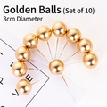 Set of 10 golden 3cm decorative cake topper balls with matte metallic finish - Gold Sphere Topper 3cm Set of 10