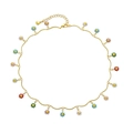 Collana a catena dorata con pendenti a margherita in smalto colorato disposti in cerchio - Collana In Oro Con Margherite Colorate (KN0004)