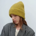 Thick warm ginger yellow cable knit beanie for men and women in winter fashion style - Mustard Yellow