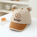 Detail of baby baseball cap featuring 3D plush bear ears and bear embroidery logo - 48-50cm(1-3 Years) / Pink