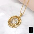 Gold pendant necklace with colorful zircon heart sunburst design on marble - Round Heart Colorful Zirconia (D)