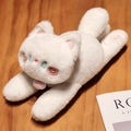 Niedliche weiße Plüschkatze als Schnapparmband mit feinen Stickereien für Kinder - 26cm / Weiß