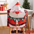 Christmas chair cover featuring Santa Claus motif with red and black plaid pattern - Red Santa-HO HO HO