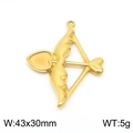 Colgante flecha de Cupido dorado en acero inoxidable con corazón, mide 43x30mm - 43x30mm / Dorado