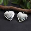 Polished silver heart locket pendant with I Love You engraving and opening hinge - I LOVE YOU Letter Heart Locket 29*29mm / Hand Polishing