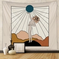Detail of bohemian tapestry featuring abstract floral woman illustration for wall decor - 73*95CM / Brushed Fabric