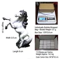 White and brown resin horse figurine sculpture with 12x9cm dimensions for garden decor - White Horse With Box