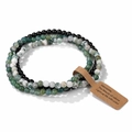 Three-piece natural gemstone beaded bracelet set with black and green moss agate 4mm stones - FK1778-Green White Black Gemstone Set
