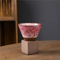 Japanese style coarse ceramic coffee mug in unique pink and red kiln transformation glaze - 200ml / Sakura Pink