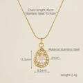 Golden stainless steel necklace featuring a teardrop-shaped pendant with pink zircon - Gold/Pink Zirconia