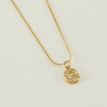 Gold-plated stainless steel rope chain necklace featuring a crystal-set letter G pendant - Letter G (With Chain)