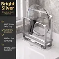 Polished silver stainless steel lid rack with white water tray and suction feet - Single Layer Simple Pot Lid Holder-Bright Silver (With Drip Tray)