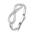 Anello infinito minimalista in argento sterling S925 per donna con micro zirconi cubici - US 6 / Oro Bianco
