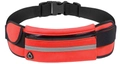 Vibrant red running belt with reflective strip and earphone port for fitness - Red