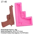 Molde de silicona rosa en forma de pistola para fondant y chocolate con medidas SKU - Estilo 1-Pistola-Rosa