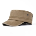 Gorra militar para hombre en algodón lavado marrón con diseño de estilo retro - Ajustable / Caqui