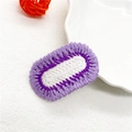 Handmade purple and white knitted BB hair clip accessory on a white decorative plate - 9# White Center Oval Purple