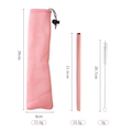 Trinkhalm-Set aus Edelstahl in Herzform mit roségoldenem Strohhalm und Netzbeutel - Netztaschen-set