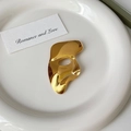 Elegant gold polished stainless steel mask brooch displayed on a white ceramic plate - 7# Gold Mask Shape Brooch
