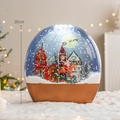 Antique bronze Christmas lantern with Santa on horse and 30cm snow globe lighting - Rainstone Bronze Snowing Light (Height 30cm)