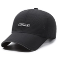 Breathable black mesh sports baseball cap with reflective SPORTS lettering for outdoor use - Adjustable / Black
