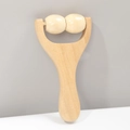 Tragbares manuelles Massagegerät aus Holz mit zwei Rollen zur Meridian-Körperentspannung - Ovales Zwei-Perlen Schleuder-Massagegerät