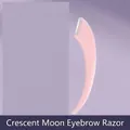 Pink crescent eyebrow razor with non-slip handle and protective safety mesh blade - Crescent Eyebrow Razor