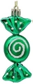 Metallic green candy Christmas ornament with silver spiral glitter and gold hook - Green