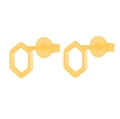 Minimalist gold hollow hexagon geometric stud earrings with polished finish - Diamond / Gold