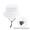 Sombrero de pescador de algodón blanco puro con cuerda de viento ajustable y extraíble - 2-6 Años / Sin Cordón / Blanco