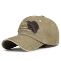 Casquette de baseball rétro en coton lavé vert olive avec écusson sport vintage - Kaki