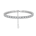 Sparkling S925 silver tennis bracelet featuring square-cut clear cubic zirconia stones - Machine-made Tennis Chain 4mm White Zirconium Electroplated White Gold Approx. 8.09g.