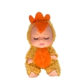 5-inch realistic sleeping baby doll wearing yellow plush chick animal costume - B6 Chicken