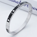 Bracciale rigido in acciaio inox argento con motivi celesti sole luna e stelle smaltate - Argento Nero