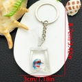 Tropical fish resin keychain in transparent water bag pendant with silver ring - Keychain / Blue Red Fish Keychain