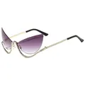 Fashionable cat-eye sunglasses with purple gradient lenses and gold rhinestone frame - C2-Purple Gradient Lens