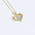 Collier cœur ajouré doré avec pendentif religieux Vierge Marie et zircons brillants - Coeur Vierge Marie