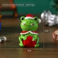 Miniature Christmas resin frog figurine with Santa hat and red apple, 5cm height - Frog - Boxed